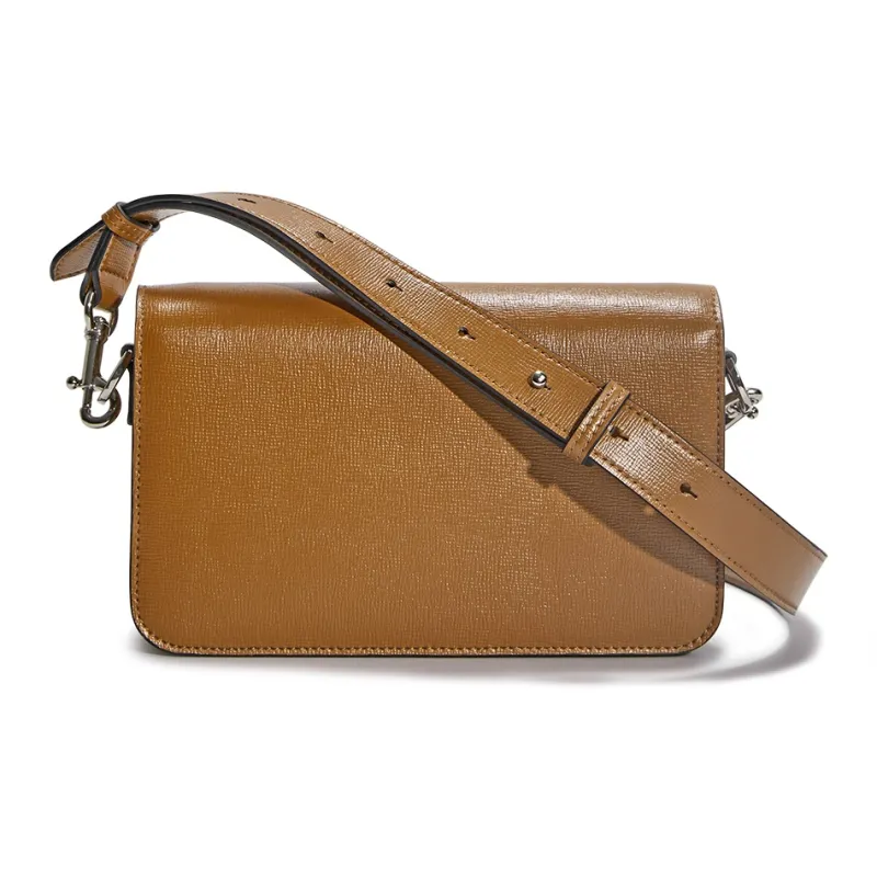 Cthulhu Cow Split Leather Korean Niche Brand Color-Block Square Candy Bag Medium Size Women's Brown/Ecru-3