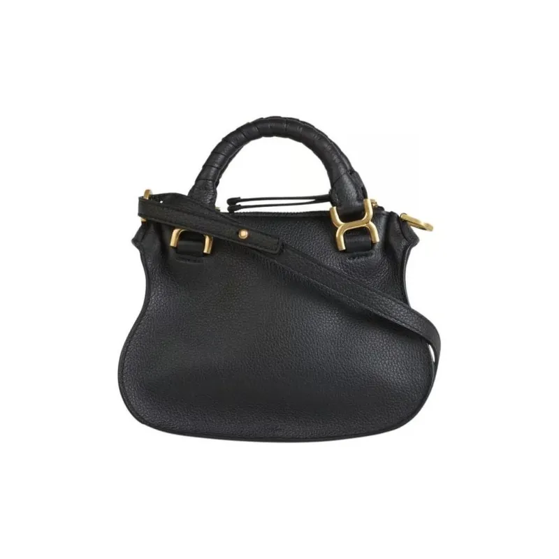 Chloe Marcie Grained Calfskin Shoulder Bag Crossbody Bag Handbag Mini Women's Black-2