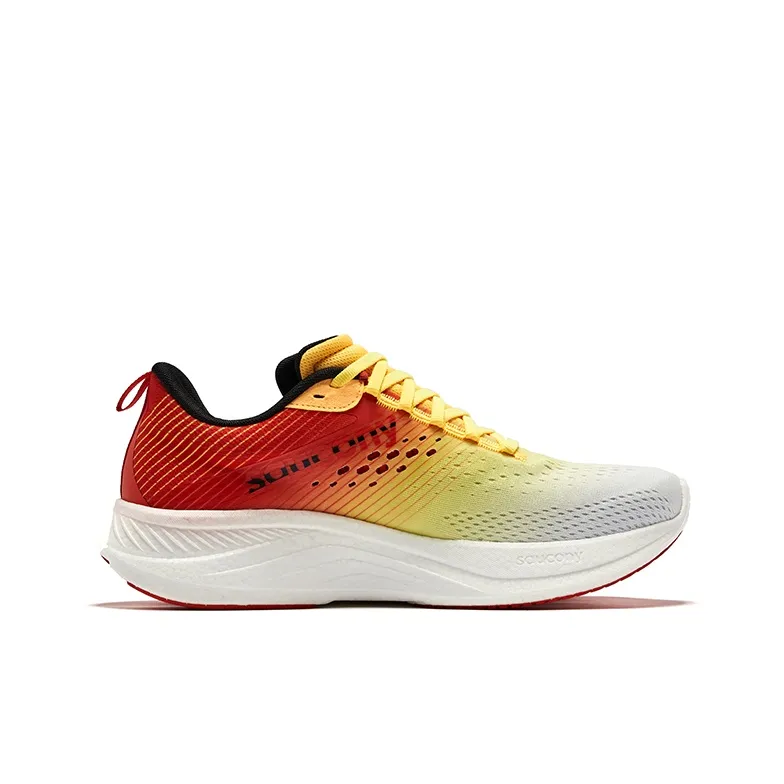 Saucony RIDE 17 Cushioning Low Top Running Shoes Men's White Yellow-1