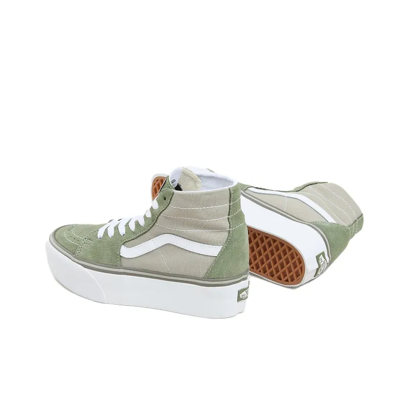 Vans SK8 Cushioned Wear-Resistant Height Increasing High-Top Skateboard Shoes Unisex Green Gray-3