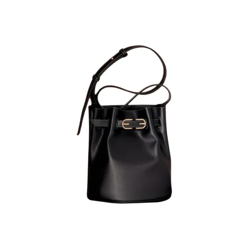 SAM EDELMAN Cow Leather Crossbody Bucket Bag Shoulder Bag Medium Size Women's Black