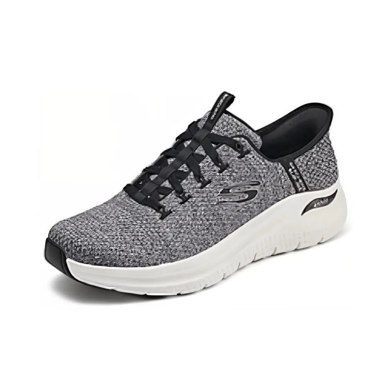 Skechers Slip Ins Anti Slip And Wear Resistant Breathable Rebound Support Low Top Running Shoes Men's White Black-2