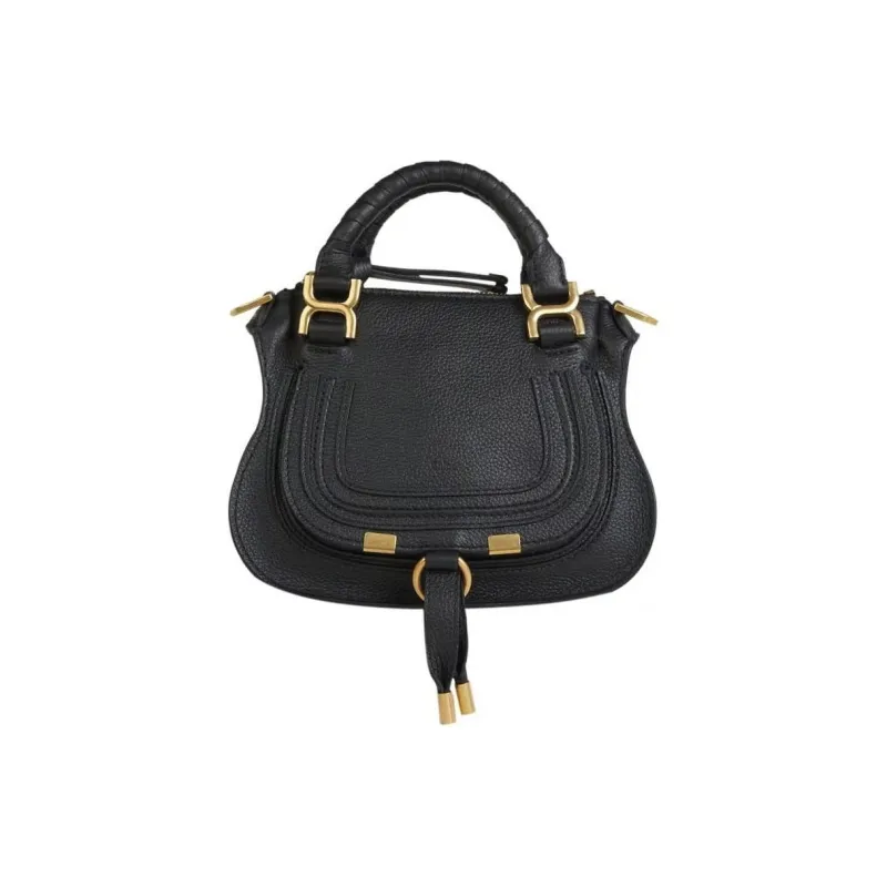 Chloe Marcie Grained Calfskin Shoulder Bag Crossbody Bag Handbag Mini Women's Black-0