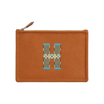 HERMES Cotton Clutch Small Size Women's Brown