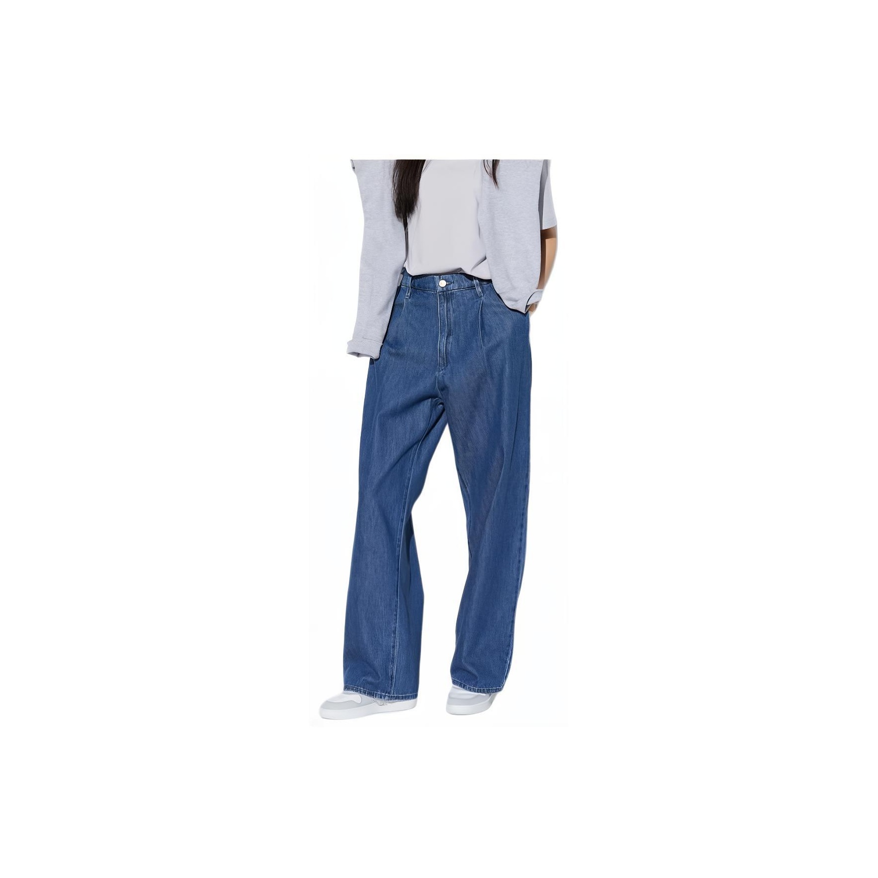 JW Anderson X Uniqlo Jeans Womens 12 White Blue store Stitch Straight Leg Denim