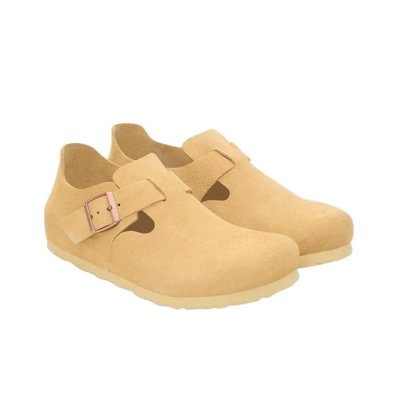 Birkenstock London Suede Leather Narrow Fit Shoes 'Latte Cream' Women's-3