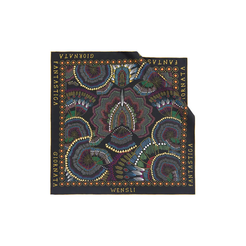 WENSLI Silk Scarves Women's Orchid Feather-1