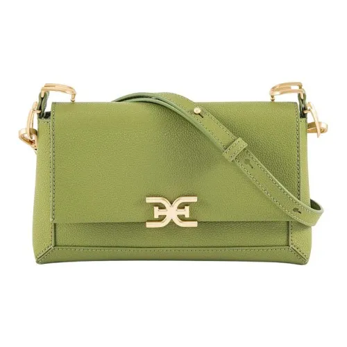 SAM EDELMAN Cow Leather Patchwork Shoulder Bag Crossbody Bag Medium Size Women's Khaki Green