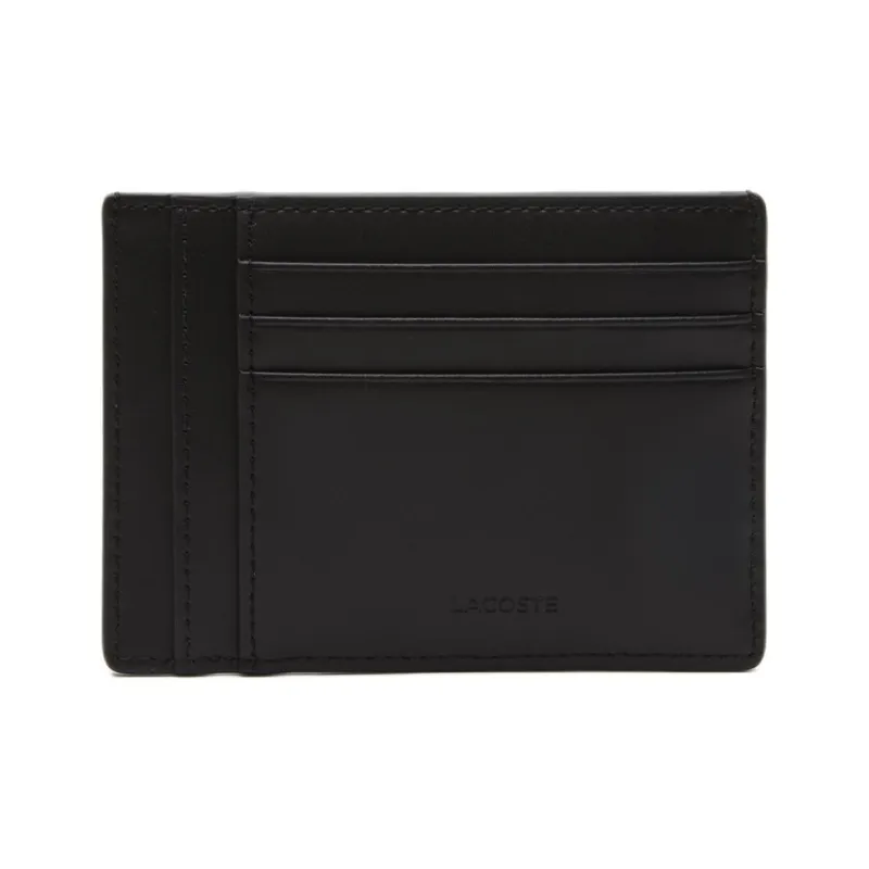 LACOSTE Calfskin Card Holder Men's Black-1