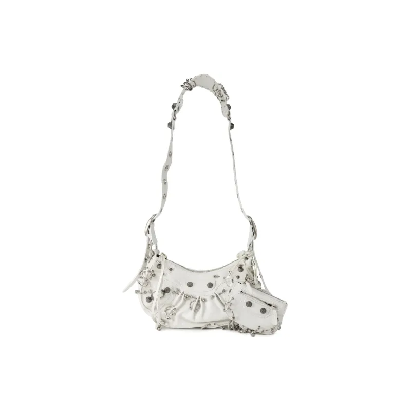 Balenciaga Le Cagole Xs Shoulder Bag With Piercing White Arena-0