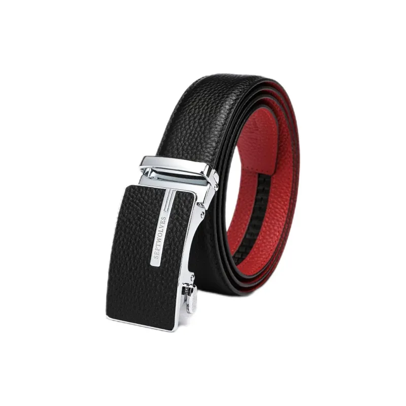 SEPTWOLVES Automatic Buckle Business Durable Leather Belts Men's Width 3.5CM-2