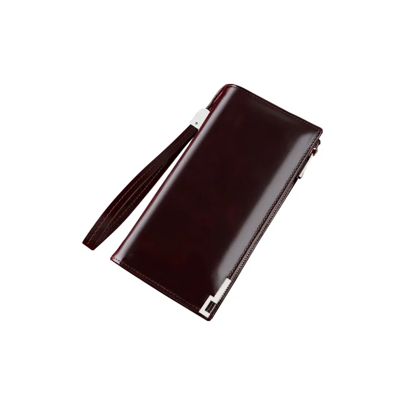 WilliamPOLO Cow Leather Long Wallet Anti-Theft Handle Zip Closure Cell Phone Pouch Regular Men's Multicolor-9
