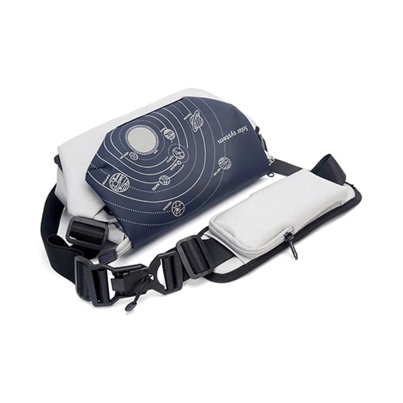 TAKI PU Fashion Casual Versatile Crossbody Bag, Shoulder Bag Unisex Black Gray/Gray Blue-8