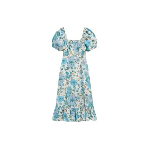 Other Stories Short-Sleeved Dresses Women's White/Light Blue Floral Print