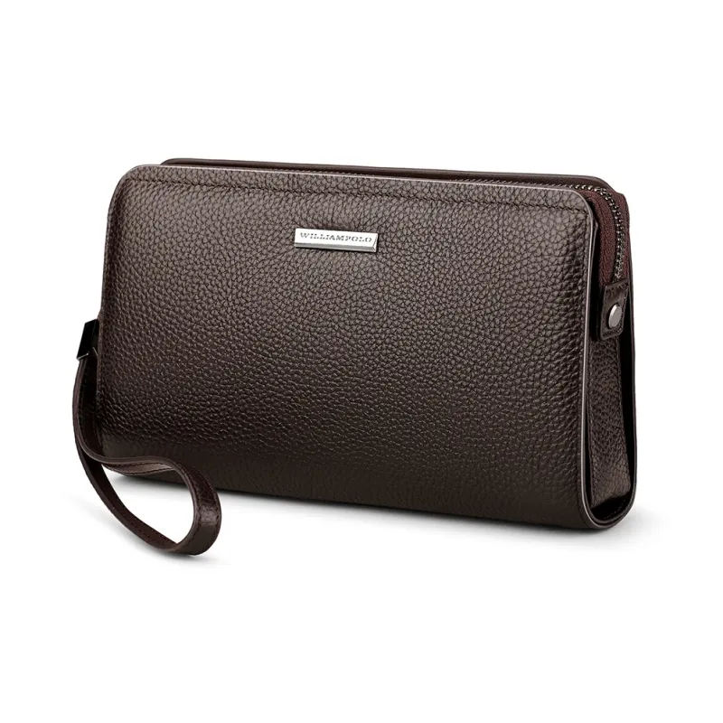 WilliamPOLO Top Grain Cow Leather Lock Design Clutch Large Size Men's Multicolor-8