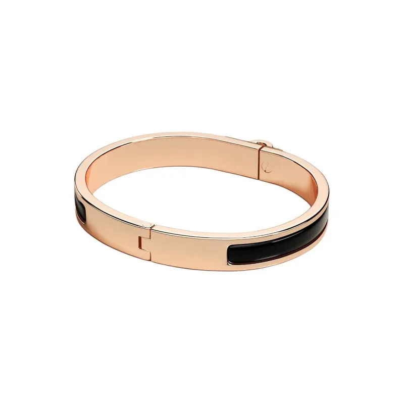 HERMES Enamel Bangles Unisex Black-1