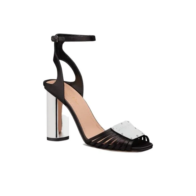 DIOR One-Strap Sandals 10cm Women's Black-2
