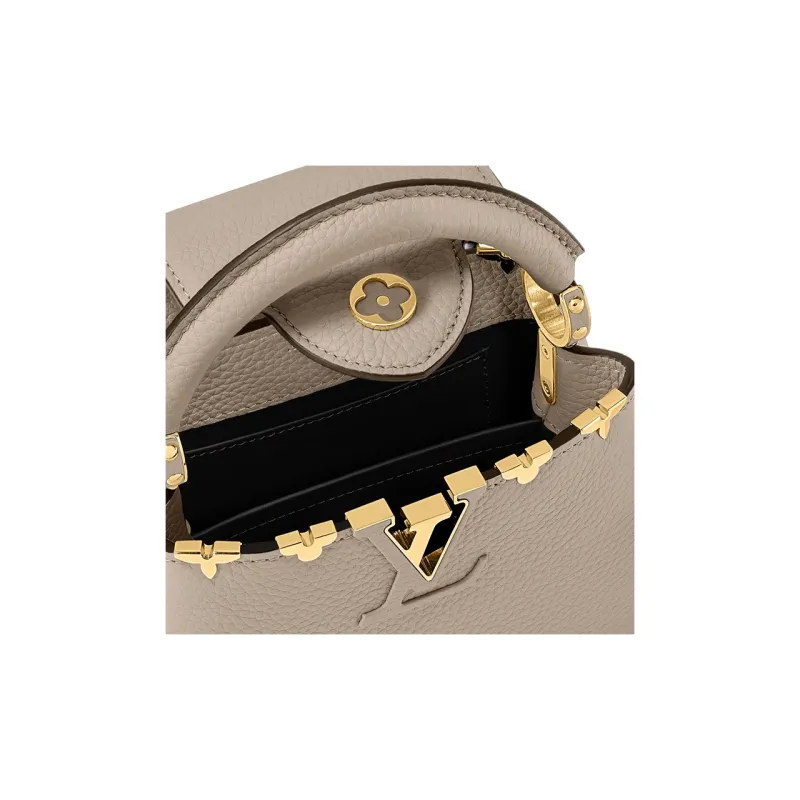 LOUIS VUITTON Capucines Taurillon Leather Capson Handbag, Shoulder Bag, Crossbody Bag Mini Women's Elephant Gray-5