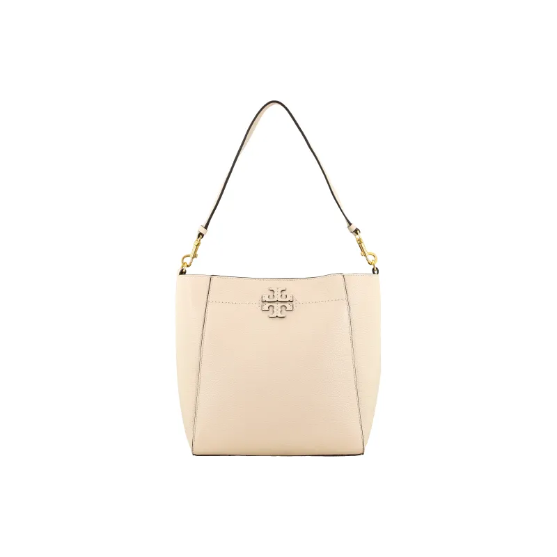 TORY BURCH McGraw Leather Bucket Bags Crossbody Bag, Shoulder Bag Women's Cream White-0