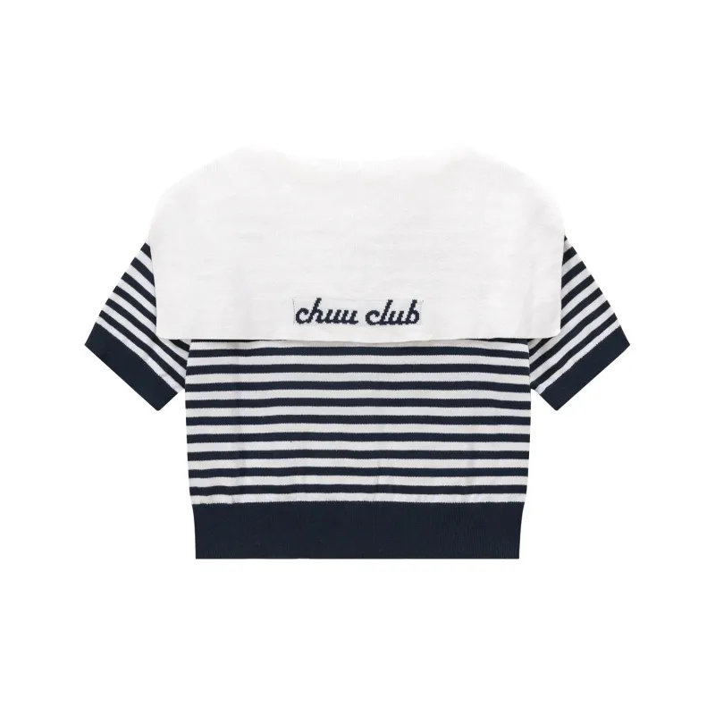 CHUU Knitwear Women's Blue White Stripes-1