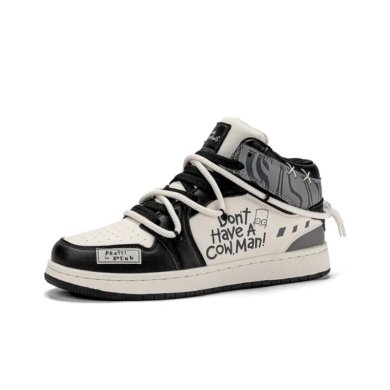 The Simpsons Skateboard Shoes Unisex High Top Black/Classic Black Red-9