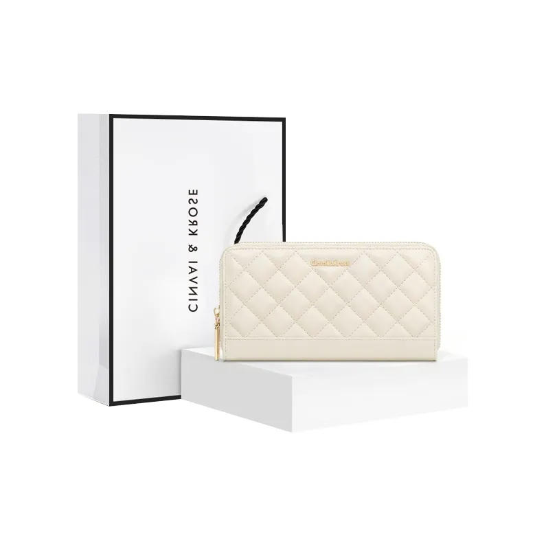 CinvaiKrose Calfskin With Microfiber Chanel Inspired Coin Purse, Clutch Wallet Women's Black-6