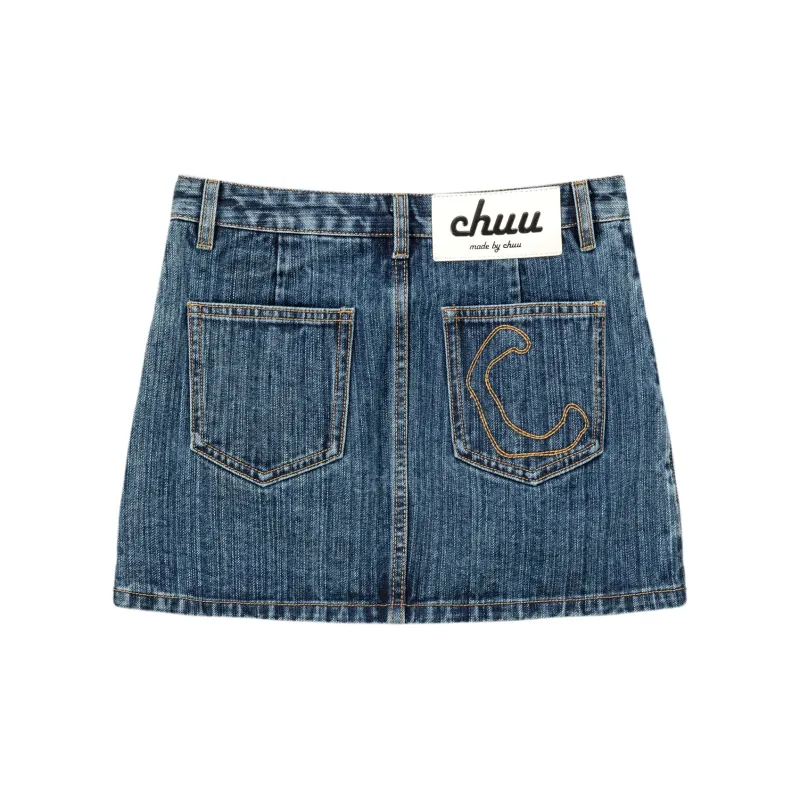 CHUU Casual Short Skirts Women's Denim Blue-1