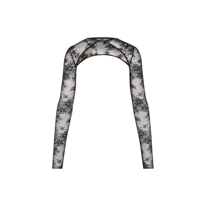 SKIMS ULTRA FINE LACE SHRUG Crop Tops Women's ONYX/Onyx-1