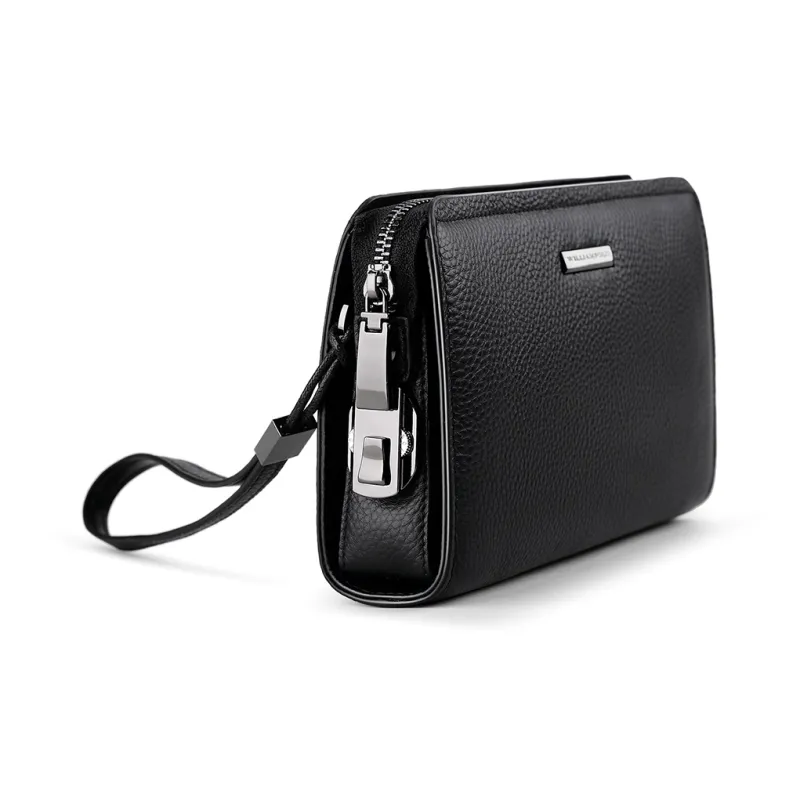 WilliamPOLO Top Grain Cow Leather Lock Design Clutch Large Size Men's Multicolor-4