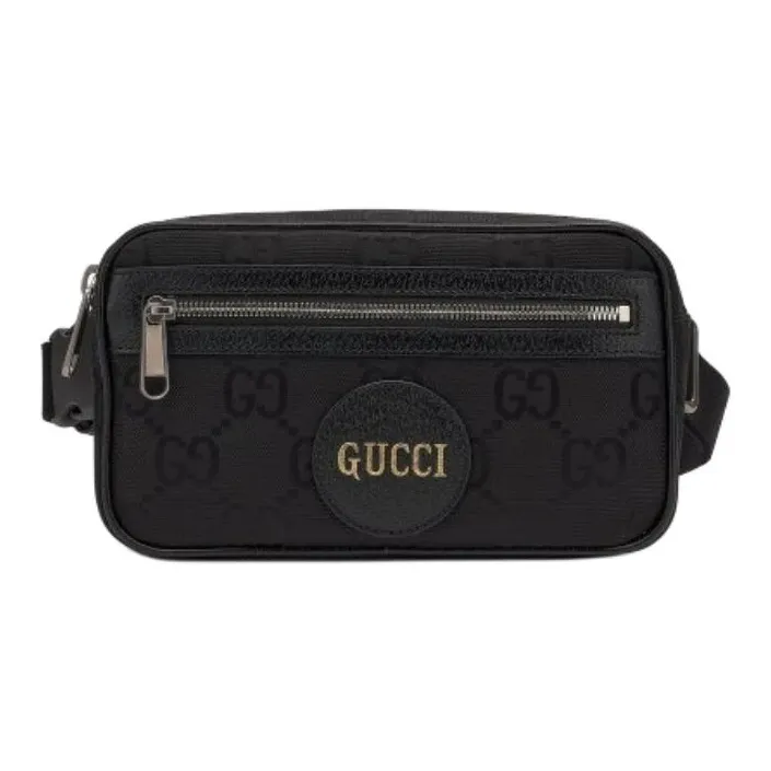 GUCCI Off The Grid Leather With Nylon Sling Bag, Fanny Pack Unisex Black-0