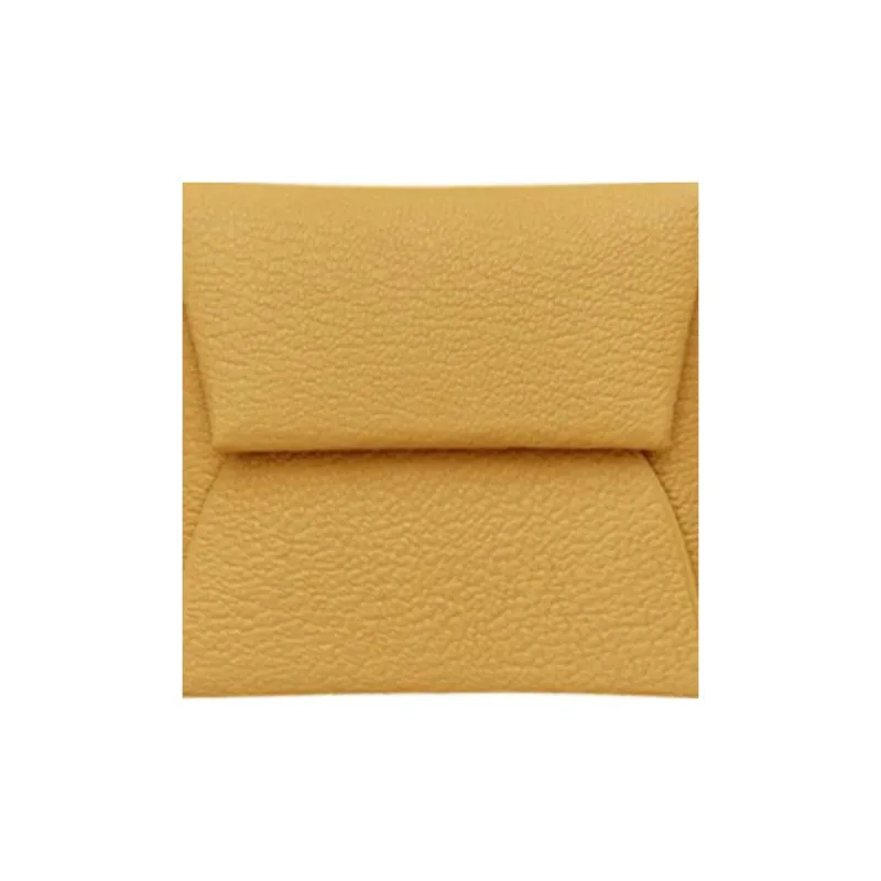 HERMES Bastia Mysore Goat Skin Wallet Men's 1S Foin Wheat Stack Yellow-2