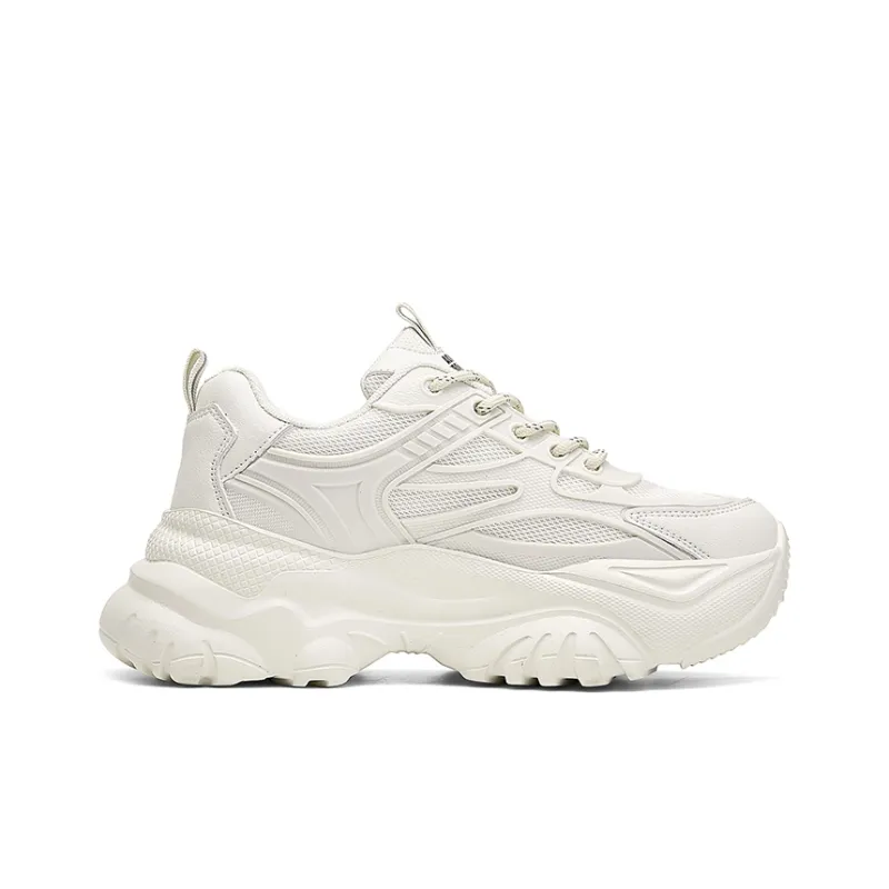 AOKANG Chunky Sneakers Women's Low Top Beige/Black-3