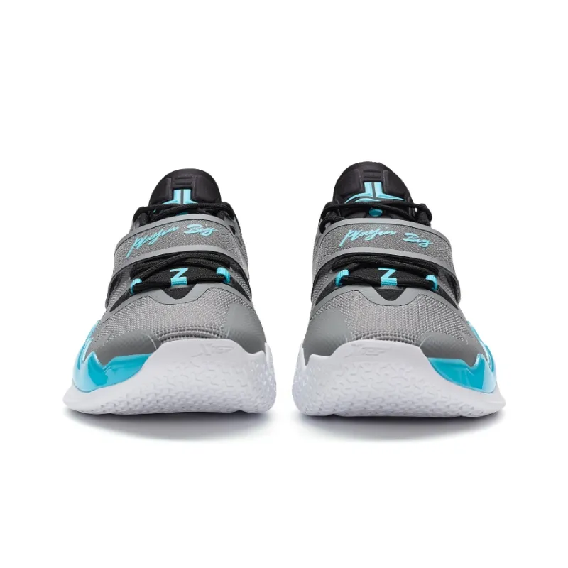 XTEP Jlin 2 V2 Jeremy Lin Abrasion Resistant Breathable Low Top Basketball Shoes Men's Smoke Gray/Sunny Mountain Blue-5