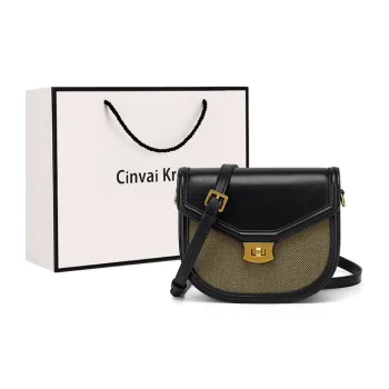 Simvay Clos Fiber With Fabric Shoulder Bag, Crossbody Bag, Saddle Bag Small Size Women's Coffee/Black