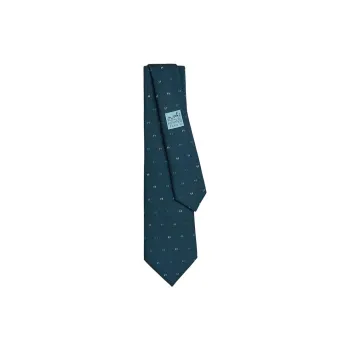 HERMES Mulberry Silk Ties Men's Marine Blue