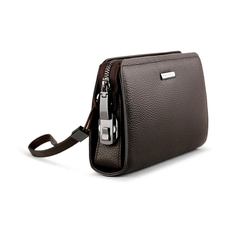WilliamPOLO Top Grain Cow Leather Lock Design Clutch Large Size Men's Multicolor-12