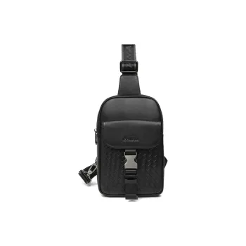 L'ALPINA Top Grain Cow Leather Small Backpack Crossbody Bag Sling Bag Regular Men's Black