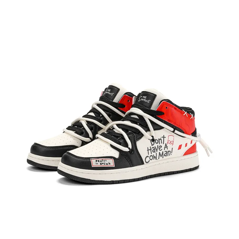 The Simpsons Skateboard Shoes Unisex High Top Black/Classic Black Red-1