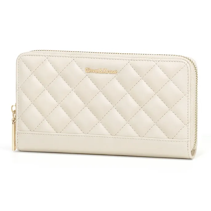CinvaiKrose Calfskin With Microfiber Chanel Inspired Coin Purse, Clutch Wallet Women's Black-8