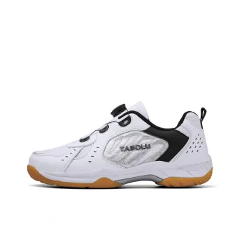 TABOLU Cushioning Coverage Support Abrasion-Resistant Lightweight Low-Top Badminton Shoes Unisex White