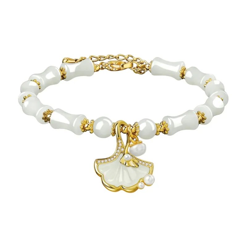 SGE Hetian Jade Bracelets Women's Pale Greenish White Jade-6