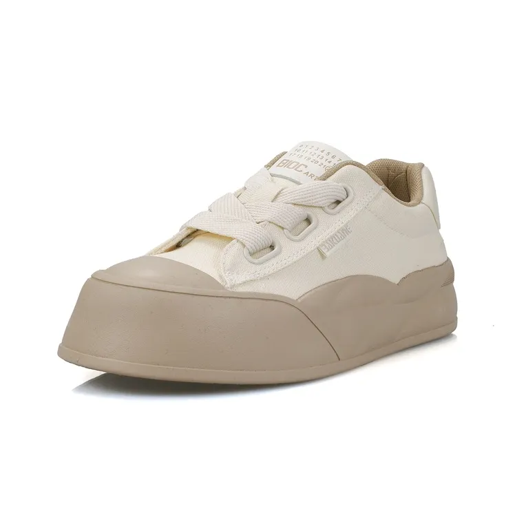 B10CROWN Anti Slip Wear Resistant Low Top Skateboard Shoes Women's Beige Khaki-2