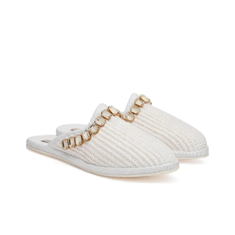 Casadei Capalbio Raffia Slippers-2