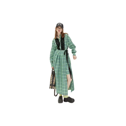 ELF SACK Long-Sleeved Dresses Women's Punk Plaid Color