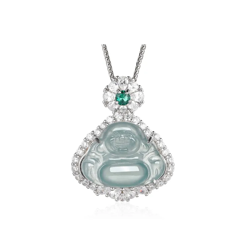 Cuiya Golden Building Ice Glutinous Jadeite Necklaces Women's-0