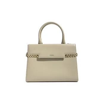 HONGU Cow Leather Shoulder Bag Crossbody Bag Handbag Medium Size Women's Light Green Off-White