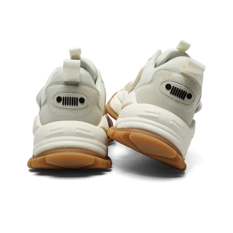JEEP SPIRIT Anti Slip Wear Resistant Breathable Lightweight Height Increasing Low Top Chunky Sneakers Men's Light Sandy-3