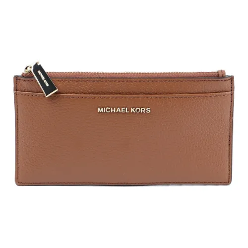 MICHAEL KORS Calfskin Card Holder Wallet Large Size Women's Brown
