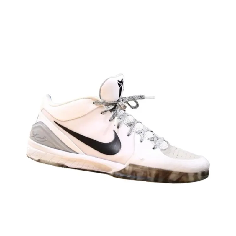 Nike Zoom Kobe 4 Protro PE Wear Resistant Low Top Basketball Shoes Men's White Black Gray-1