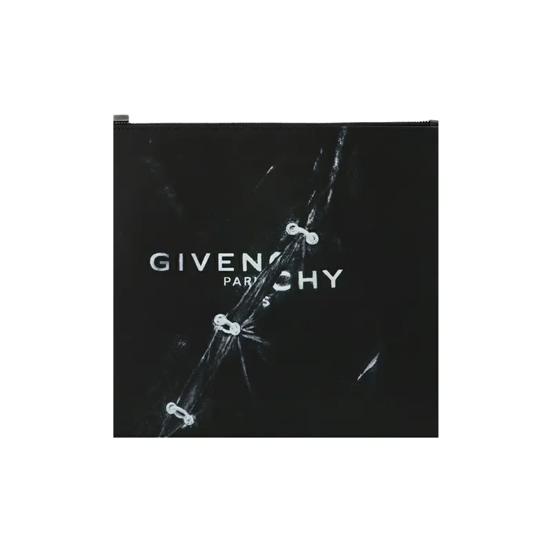 GIVENCHY Cow Leather Clutch Large Size Unisex Black-3